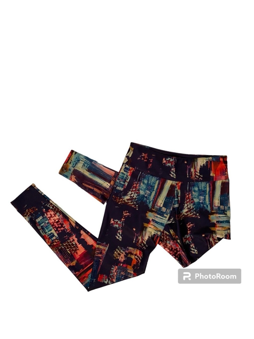 ONZIE PANTS LEGGINGS ACTIVE BLUE PINK GREEN RED ABSTRACT SIZE S/M